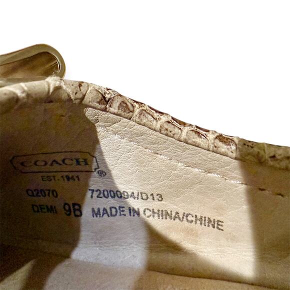 Coach 9 Demi Ballet Flats Snakeskin Patent Leather Toe Cap Slip-On Foldable Bow - Picture 6 of 8